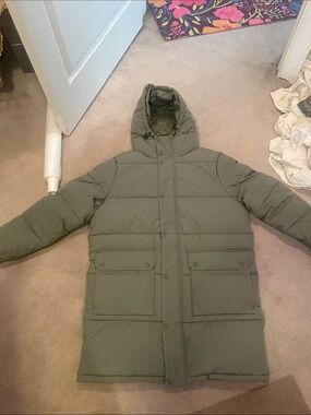 Lckr foot locker long puff jacket mens m nwt olive